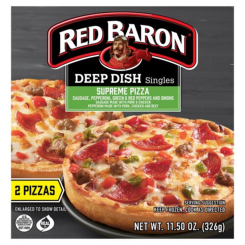 Red Baron Deep Dish Singles Supreme Pizza, 2 count, 11.50 oz