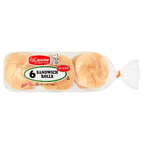 J.J. Cassone of New York Sliced Sandwich Rolls, 6 count, 15 oz