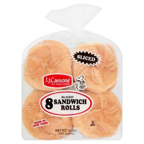 J.J. Cassone of New York Sliced Sandwich Rolls, 8 count, 20 oz