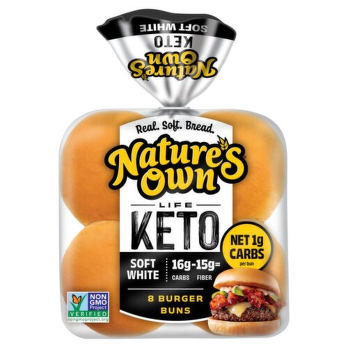 Nature's Own Life Keto Soft White Burger Sliced Buns, 8 count, 12 oz
