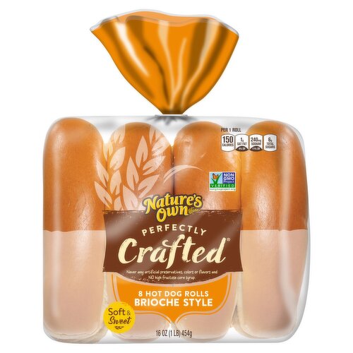 Nature's Own Perfectly Crafted Brioche Style Hot Dog Rolls, 8 count, 16 oz