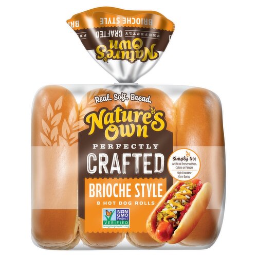 Nature's Own Perfectly Crafted Brioche Style Hot Dog Rolls, 8 count, 16 oz