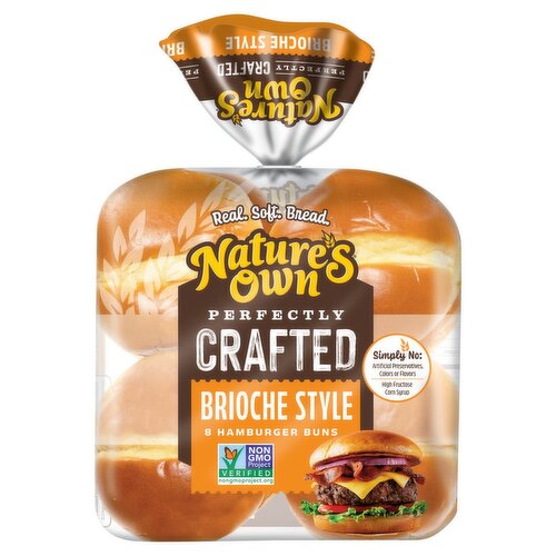 Nature's Own Perfectly Crafted Brioche Style Hamburger Buns, 8 count, 18 oz