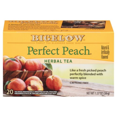 Bigelow Perfect Peach Herbal Tea Bags, 20 count, 1.37 oz