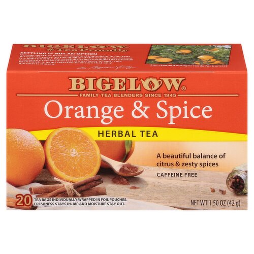 Bigelow Orange & Spice Herbal Tea Bags, 20 count, 1.50 oz