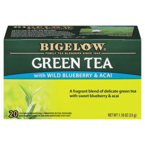 Bigelow Green with Wild Blueberry & Acai Tea Bags, 20 count, 1.18 oz