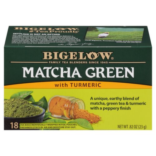 Bigelow Matcha Green with Turmeric Tea Bags, 18 count, .82 oz