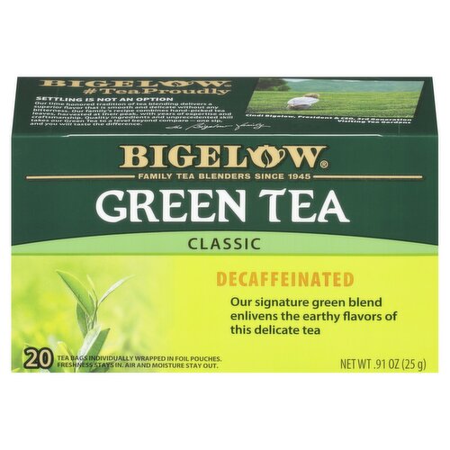 Bigelow Classic Decaffeinated Green Tea Bags, .91 oz