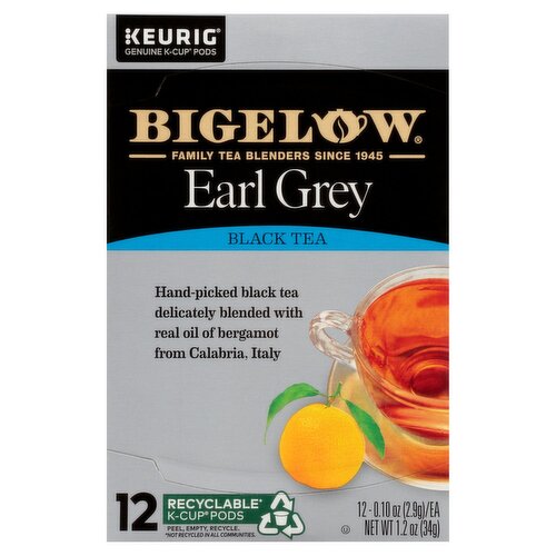 Bigelow Earl Grey Black Tea K-Cup Pods, 0.10 oz, 12 count
