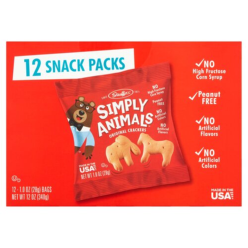 Stauffer's Simply Animals Original Crackers Snack Packs, 1.0 oz, 12 count