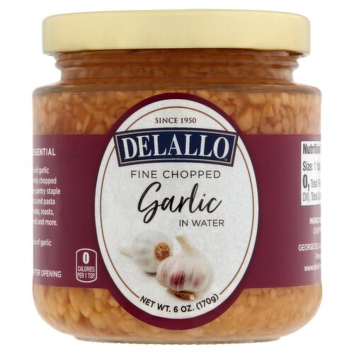 DeLallo Fine Chopped Garlic in Water, 6 oz