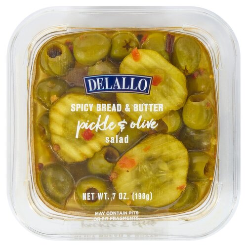 DeLallo Spicy Bread & Butter Pickle & Olive Salad, 7 oz