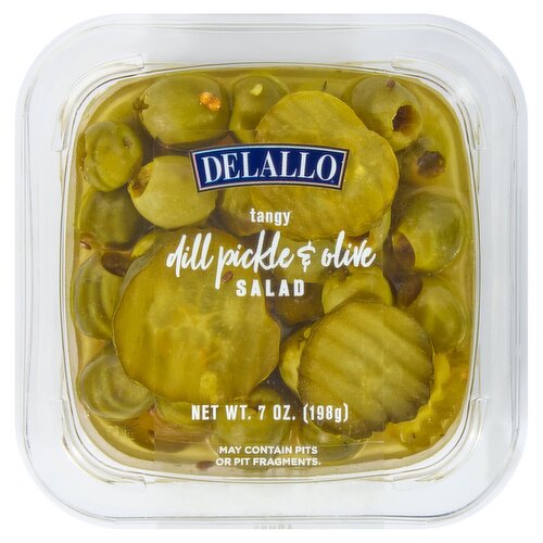 DeLallo Tangy Dill Pickle & Olive Salad, 7 oz