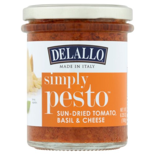 DeLallo Simply Pesto Sun-Dried Tomato, Basil & Cheese Pesto, 6.35 oz