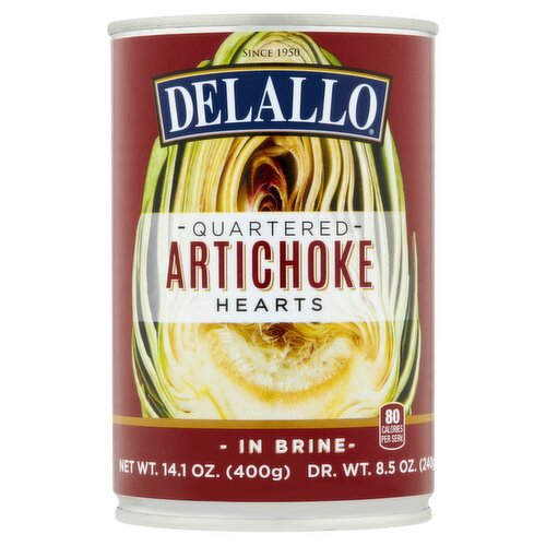 DeLallo Quartered Artichoke Hearts in Brine, 14.1 oz