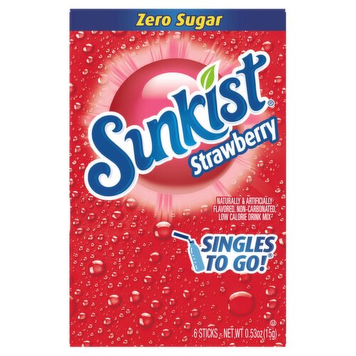 Sunkist Singles to Go! Strawberry Drink Mix, 6 count, 0.53 oz