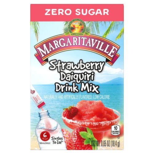 Margaritaville Zero Sugar Strawberry Daiquiri Drink Mix, 6 count, 0.65 oz