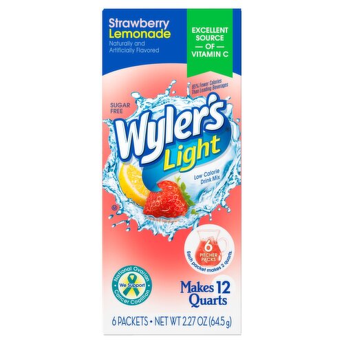 Wyler's Light Strawberry Lemonade Low Calorie Drink Mix, 6 count, 2.27 oz