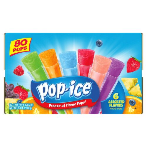 Pop-Ice Assorted Pops, 1 oz, 80 count