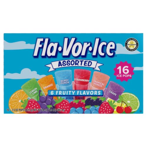 Fla-Vor-Ice Assorted Freezer Bars, 16 count, 1.5 oz