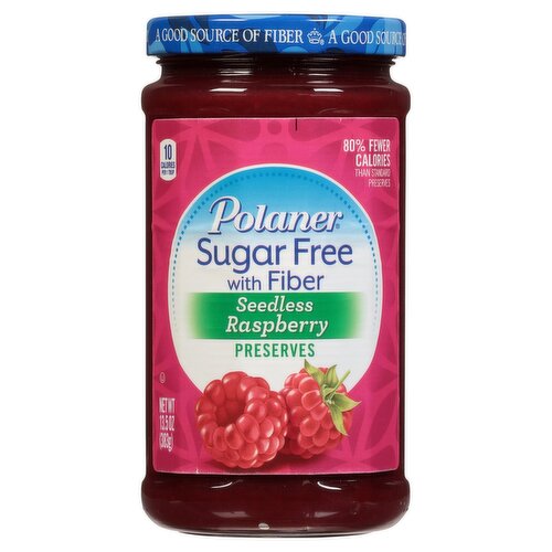 Polaner Sugar Free with Fiber Seedless Raspberry Preserves, 13.5 oz