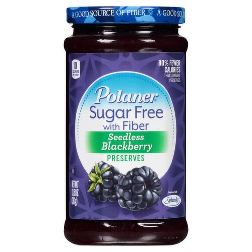 Polaner Sugar Free with Fiber Seedless Blackberry Preserves, 13.5 oz