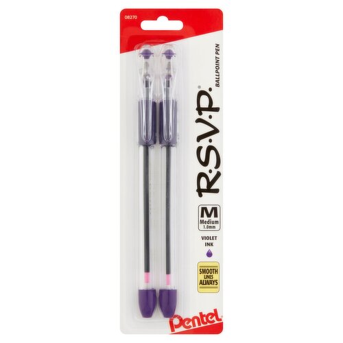 Pentel R.S.V.P. Medium 1.0mm Violet Ink Ballpoint Pen, 2 count