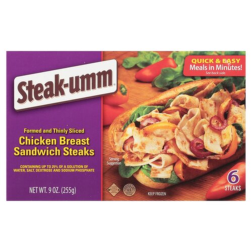 Steak-umm Chicken Breast Sandwich Steaks, 6 count, 9 oz