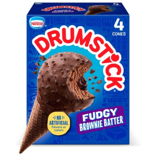 Nestle Drumstick Fudgy Brownie Batter Frozen Dairy Dessert Cones, 4 count, 18.4 fl oz