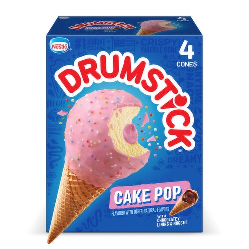 Nestle Drumstick Cake Pop Frozen Dairy Dessert Cones, 4 count, 18.4 fl oz