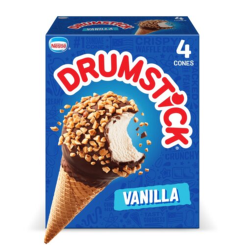 Nestlé Drumstick Vanilla Frozen Dairy Dessert Cones, 4 count, 18.4 fl oz