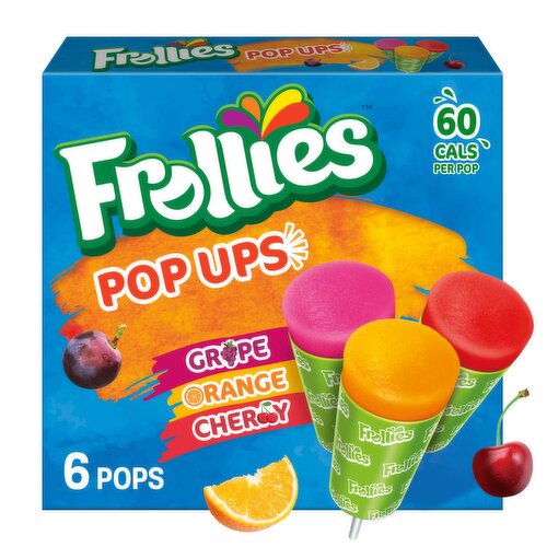 Frollies Pop Ups Grape Orange Cherry Frozen Dairy Dessert Pops, 6 count, 16.5 fl oz