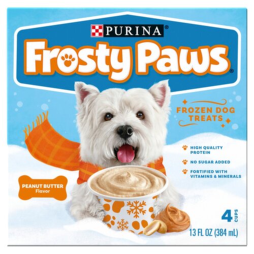 Purina Frosty Paws Peanut Butter Flavor Frozen Dog Treats, 4 count, 13 fl oz