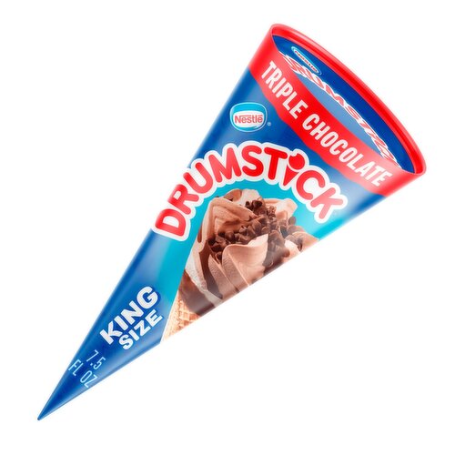 Nestle Drumstick Triple Chocolate Frozen Dairy Dessert Cone King Size, 5.1 fl oz