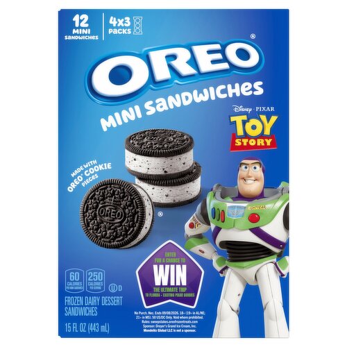 Oreo Disney Pixar Toy Story Frozen Dairy Dessert Mini Sandwiches, 12 count, 15 fl oz