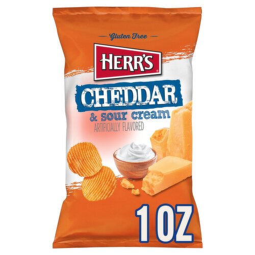 Herr's Cheddar & Sour Cream Ripple Potato Chips, 1 oz