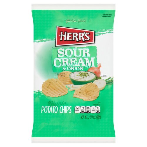 Herr's Sour Cream & Onion Flavored Ripple Potato Chips, 2 3/4 oz