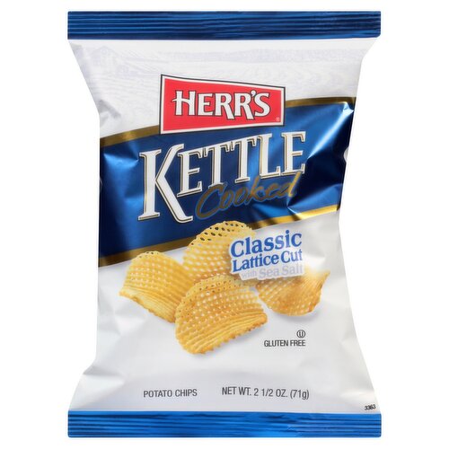 Herr's Kettle Cooked Classic Lattice Cut with Sea Salt Potato Chips, 2 1/2 oz