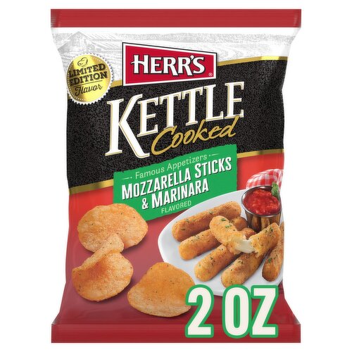 Herr's Kettle Cooked Mozzarella Sticks & Marinara Flavored Potato Chips Limited Edition, 2 oz