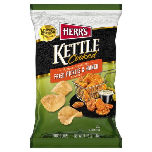 Herr's Kettle Cooked Fried Pickles & Ranch Flavored Potato Chips, 6 1/2 oz