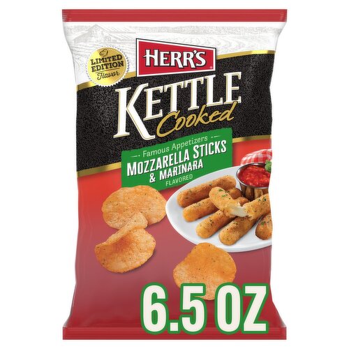 Herr's Kettle Cooked Mozzarella Sticks & Marinara Flavored Potato Chips Limited Edition, 6 1/2 oz