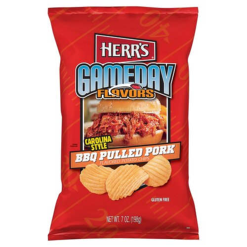 Herr's Gameday Flavors Carolina Style BBQ Pulled Pork Flavored Potato Chips, 7 oz