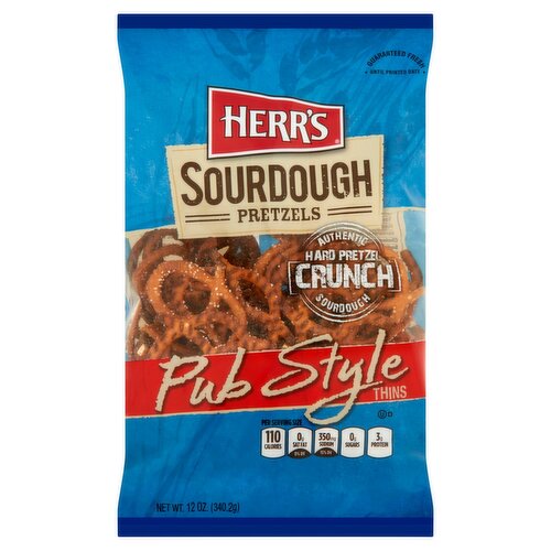 Herr's Pub Style Thins Sourdough Pretzels, 12 oz