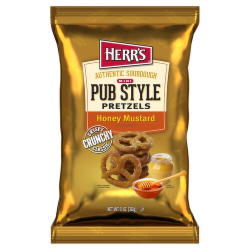 Herr's Honey Mustard Flavored Mini Pub Style Pretzels, 11 oz