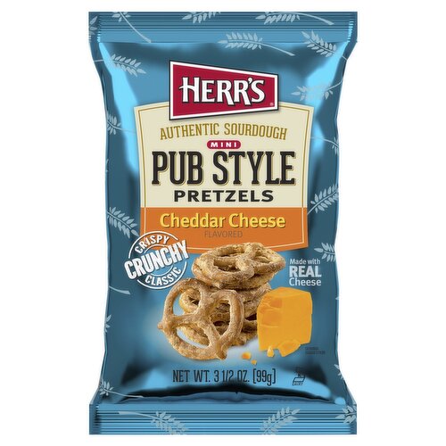 Herr's Cheddar Cheese Flavored Mini Pub Style Pretzels, 3 1/2 oz