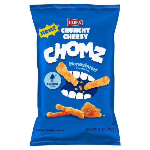 Herr's Chomz Crunchy Cheesy Honeybuzz! Sweet Honey Cheese Flavored Snack, 8 oz