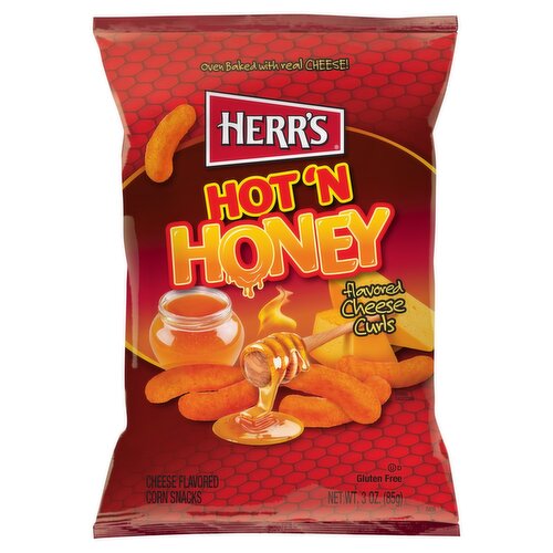 Herr's Hot 'n Honey Cheese Curls Flavored Corn Snacks, 3 oz