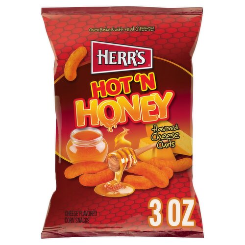 Herr's Hot 'n Honey Cheese Curls Flavored Corn Snacks, 3 oz