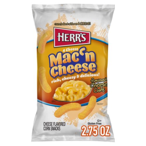Herr's Mac 'N Cheese Curls Cheese Flavored Corn Snacks, 2 3/4 oz