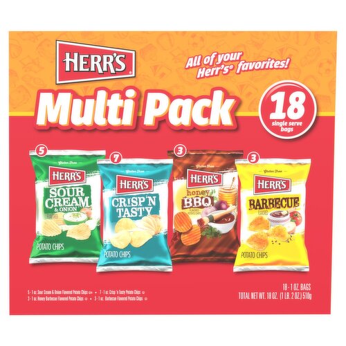 Herr's Single Serve Bags Multi Pack, 1 oz, 18 count